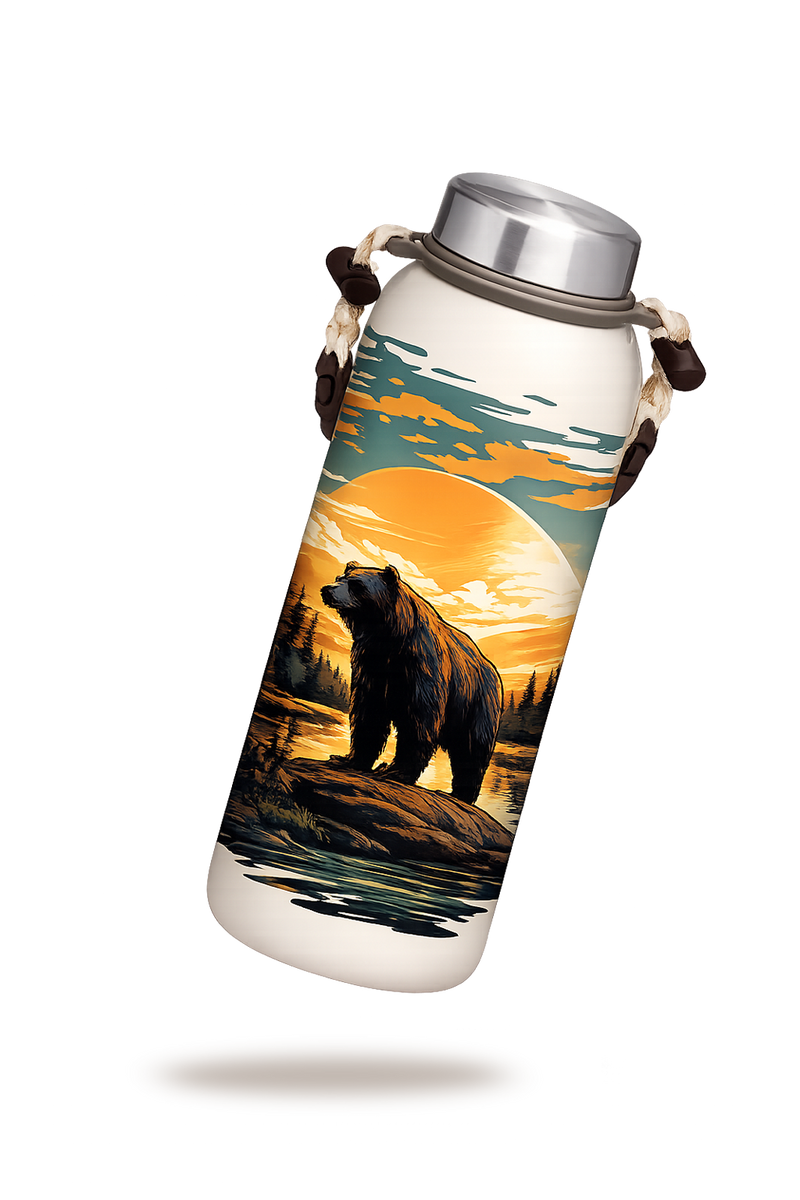 Sunset Bear Insulated Water Bottle-1